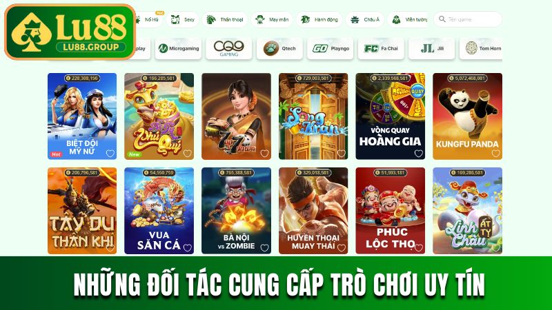 Tổng hợp những đối tác cung cấp trò chơi uy tín